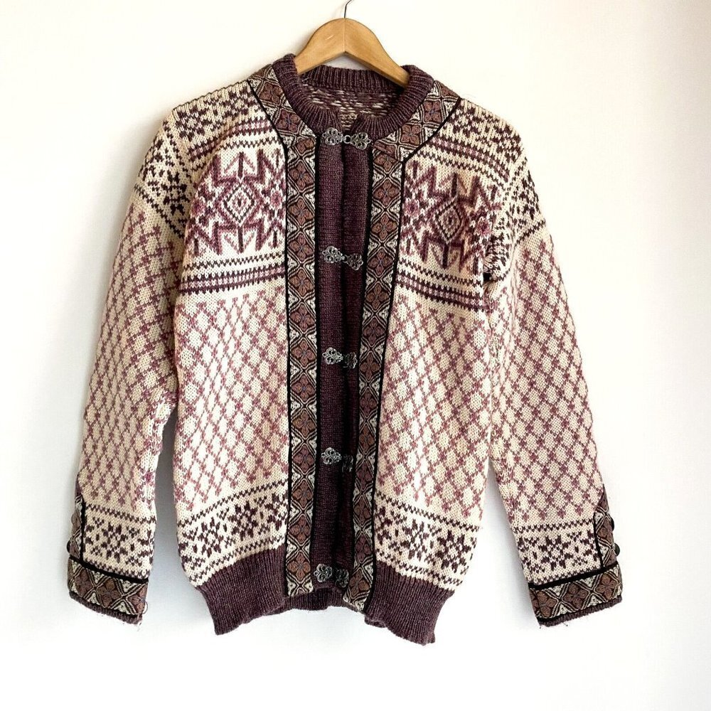Vintage Dale of Norway Traditional Geometric Print Ski CArdigan M